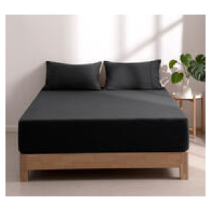 Dreamaker Superfine Microfibre King Fitted Sheet Set Black