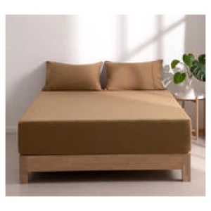 Dreamaker Superfine Microfibre King Fitted Sheet Set Brown