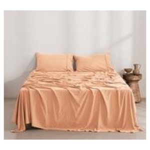 Dreamaker Superfine Microfibre Super King Rust Sheet Set Peach