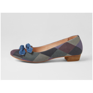 Edita Navy Harlequin Suede Multi Flat Shoes