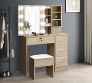 Ellaine 4 Drawer Dressing Table Set With Led Wood