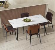 Elyard 4 Seater White & Walnut Rectangle Extendable Dining Table Set Brown