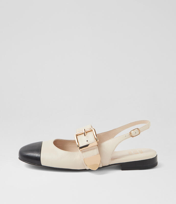 Erma W Black Milk Leather Flat Shoes