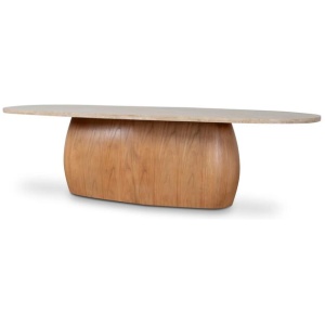 Ex Display - Edvard 2.4m Travertine Dining Table - Natural by Interior Secrets - AfterPay Available
