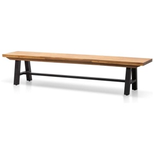Ex Display - Ellis Outdoor Wooden Bench - Natural Top and Black Legs by Interior Secrets - AfterPay Available