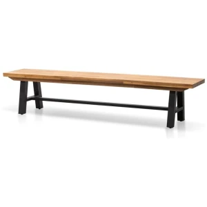 Ex Display - Ellis Outdoor Wooden Bench - Natural Top and Black Legs by Interior Secrets - AfterPay Available
