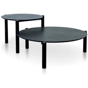 Ex Display - Nest Of Holloway Wooden Round Coffee Table - Black by Interior Secrets - AfterPay Available