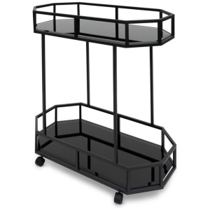 Ex Display - Reggie Bar Cart - Mirror and Black Base by Interior Secrets - AfterPay Available