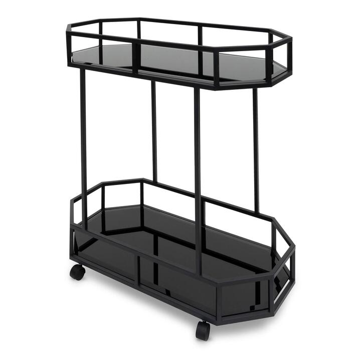 Ex Display - Reggie Bar Cart - Mirror and Black Base by Interior Secrets - AfterPay Available