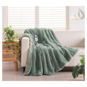 Eyelash 130 X 160Cm Electric Throw Blanket Green