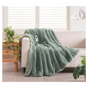 Eyelash 130 X 160Cm Electric Throw Blanket Green