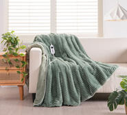 Eyelash 130 X 160Cm Electric Throw Blanket Green