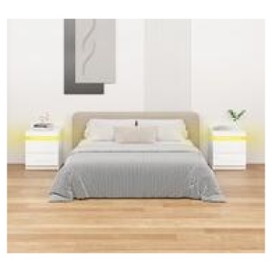 Fern 2 Drawers Led Bedside Table White