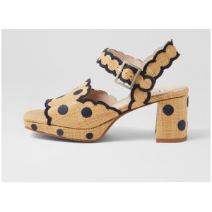 Following Natural Black Synthetic Raffia Sandals