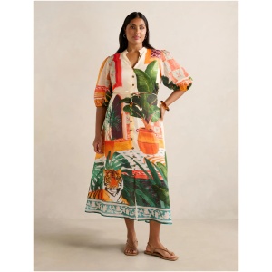 Forever New Women's Arabella Curve Plus Size Printed Midi Dress in Casablanca Holiday