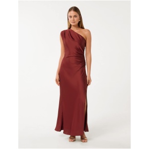Forever New Women's Asher One Shoulder Satin Maxi Dress in Shiraz