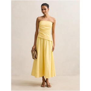 Forever New Women's Ashton Petite Ruched Midi Dress in Soft Yellow