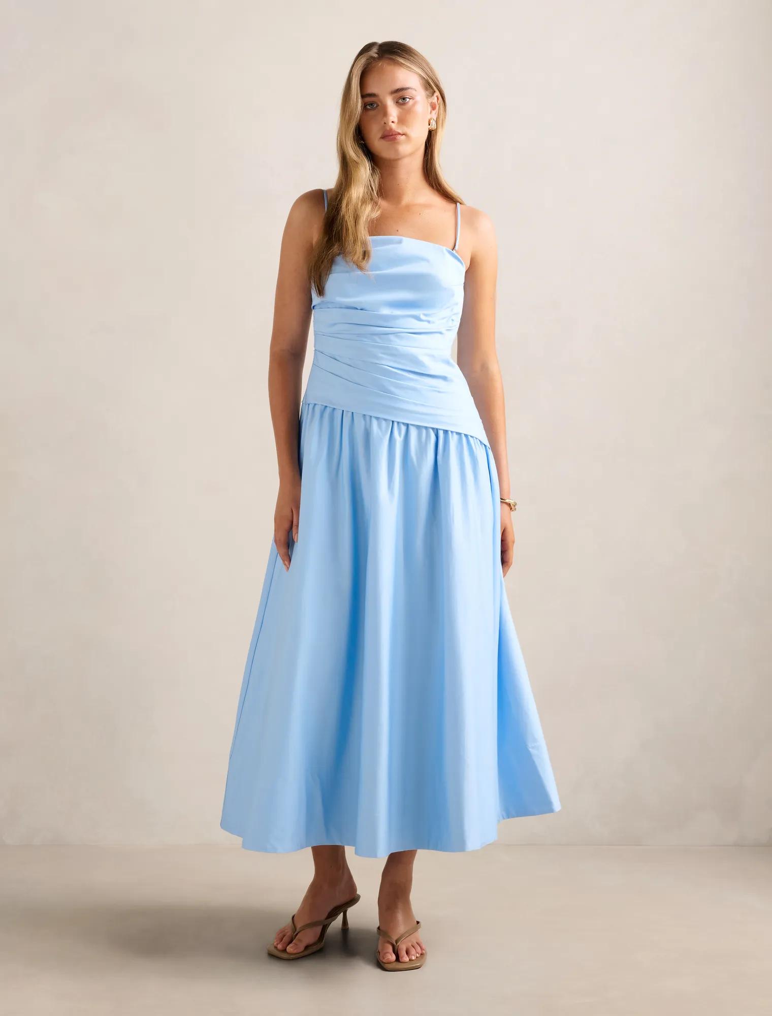 Forever New Women's Ashton Ruched Midi Dress in Dutch Canal