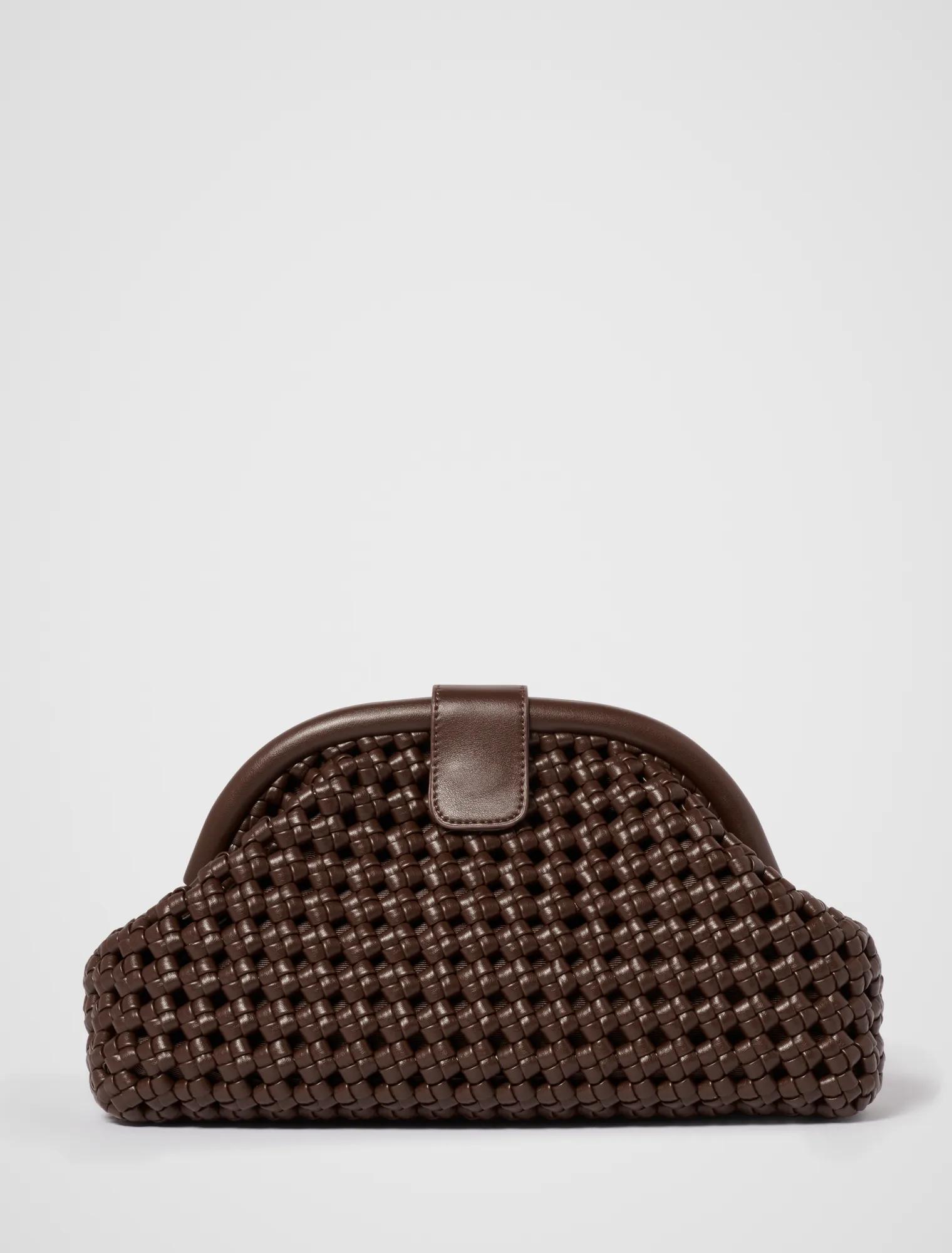 Forever New Women's Aspen Open Weave Soft Clutch Bag in Chocolate