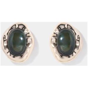 Forever New Women's Aubree Organic Stone Stud Earrings in Green/Gold