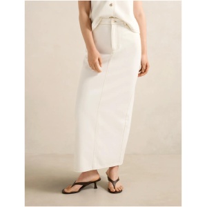 Forever New Women's Beatrice Denim Column Skirt in Porcelain