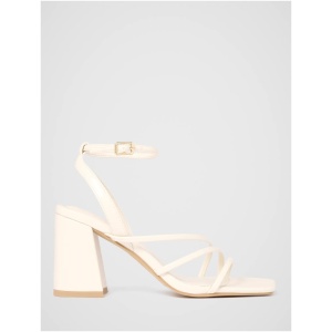 Forever New Women's Beth Block Heel Asymmetrical Sandals in Ivory