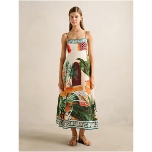 Forever New Women's Bianca Printed Linen Midi Dress in Casablanca Holiday