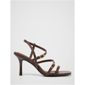 Forever New Women's Brenda Buckle Detail Asymmetrical Sandals in Chocolate Brown