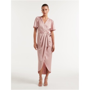 Forever New Women's Carolina Satin Midi Dress in Blush