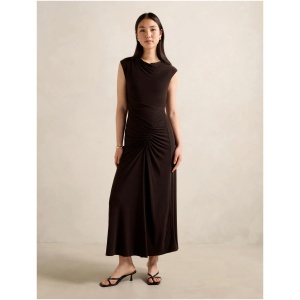 Forever New Women's Carrie Draped Bodycon Midi Dress in Bitter Chocolate