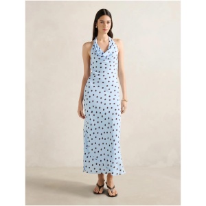 Forever New Women's Carter Cowl Neck Midi Dress in Blue Gia Spot