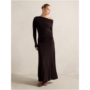 Forever New Women's Dixie Asymm Draped Maxi Dress in Dark Plum