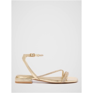 Forever New Women's Dominique Diamante Strap Flat PM Sandals in Gold