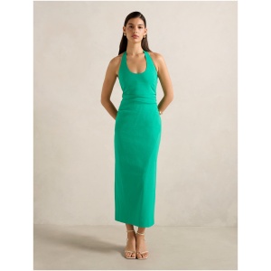 Forever New Women's Esmee U-Neck Stretch Linen Midi Dress in Clover