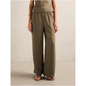Forever New Women's Evelyn Elastic Wide Leg Pants in Soft Pebble Set