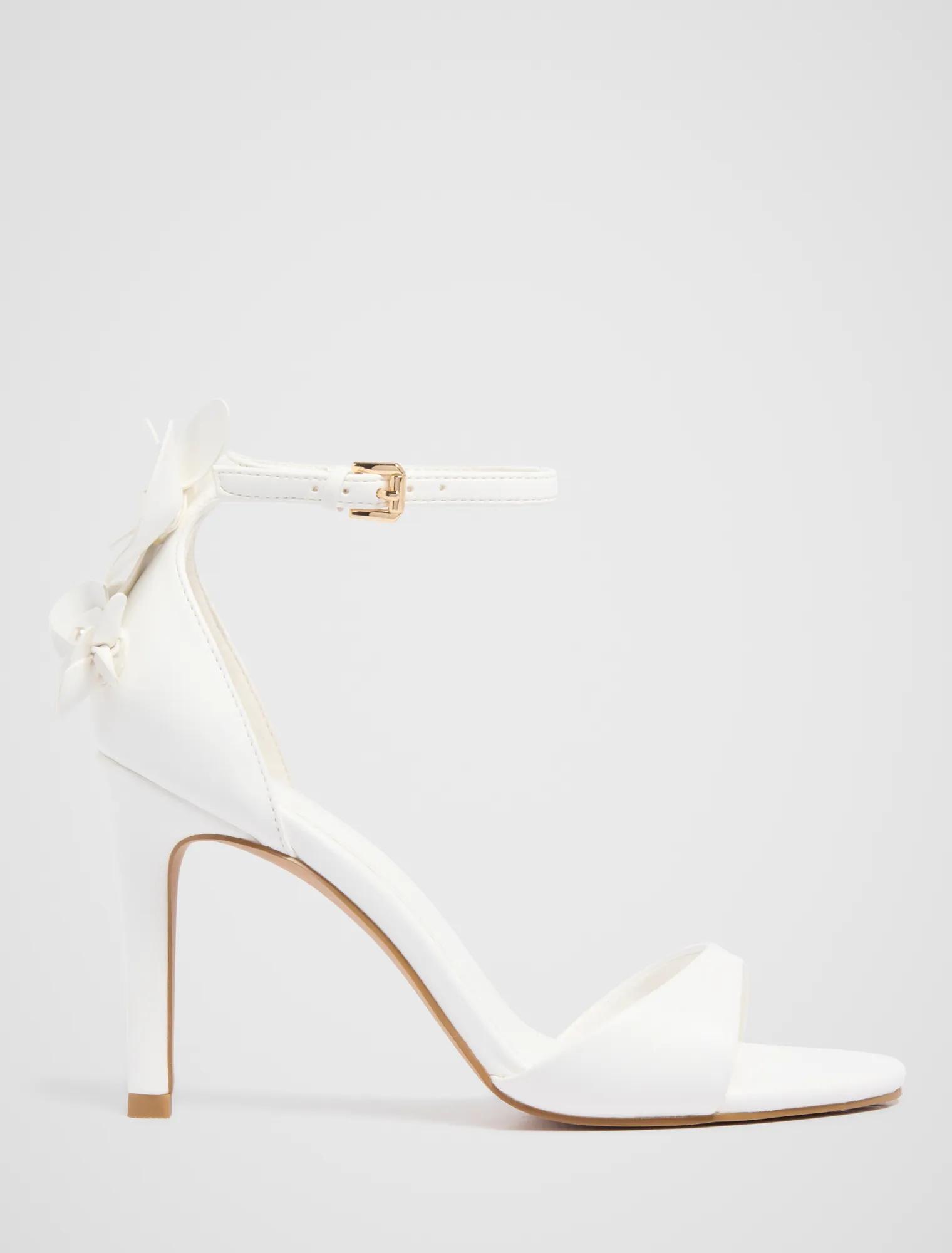 Forever New Women's Farrah All Over Flower Trim Heeled Sandals in White