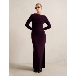 Forever New Women's Florence Ruched Jersey Midi Dress in Plum