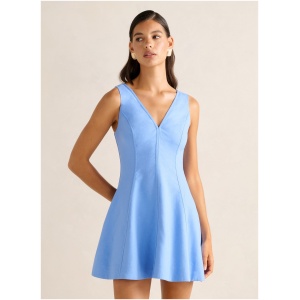 Forever New Women's Fran Fit & Flare Linen Mini Dress in Blue Lake