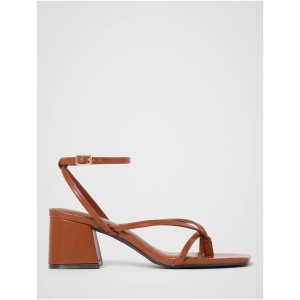 Forever New Women's Hallie Toe Thong Block Heel Sandal in Rust