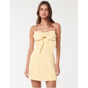 Forever New Women's Hayley Bow Front Mini Dress in Aspen Gold