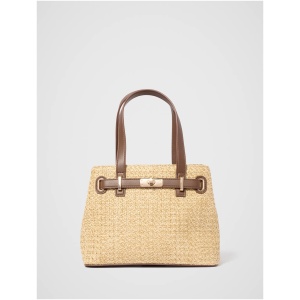 Forever New Women's Isabella Weave Tote Bag in Natural/Chocolate