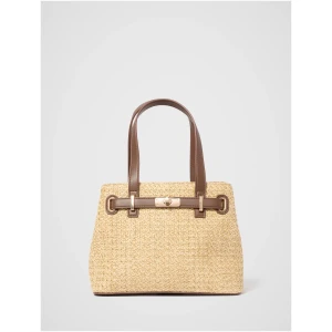 Forever New Women's Isabella Weave Tote Bag in Natural/Chocolate