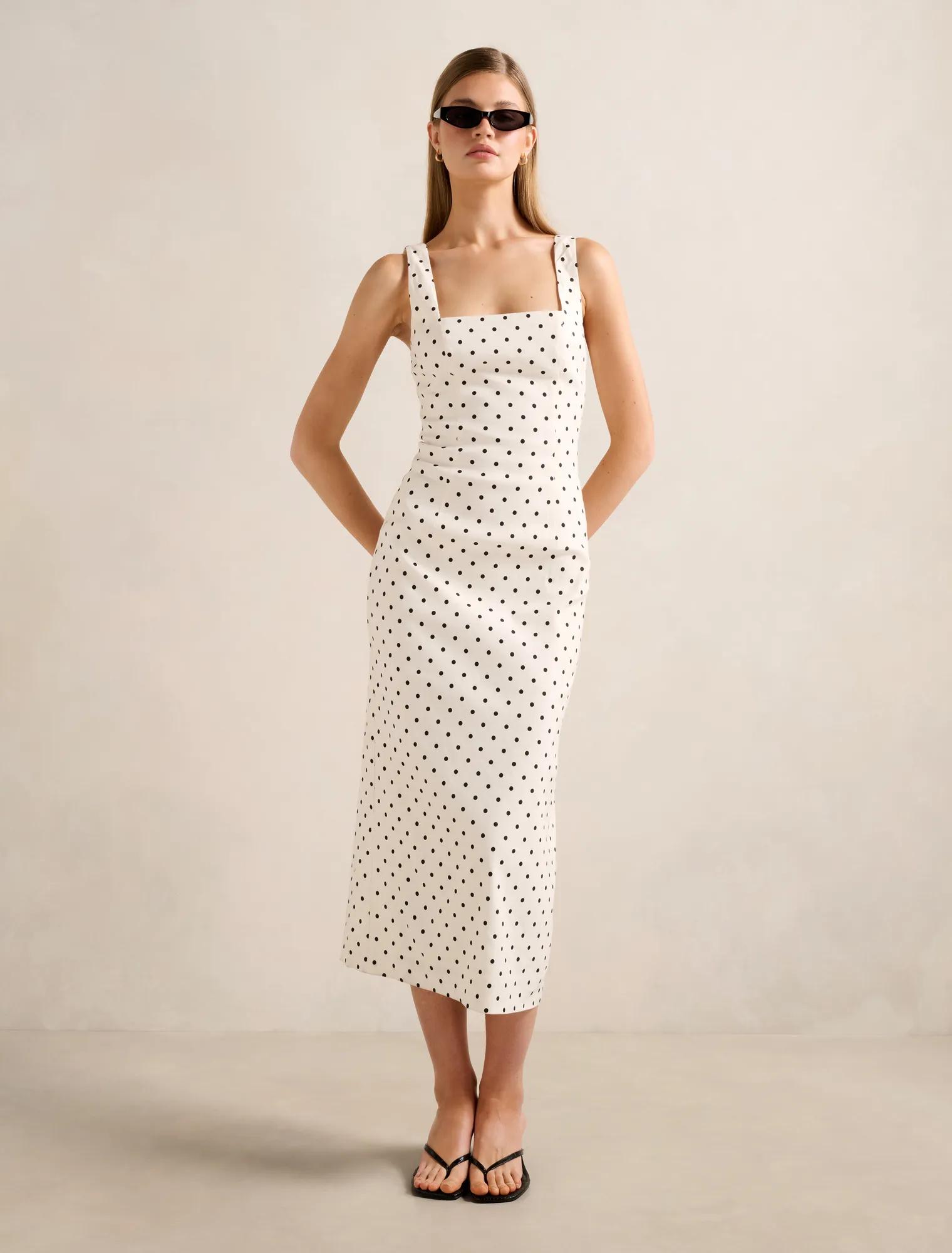 Forever New Women's Jana Stretch Linen Midi Dress in Kinsey Spot