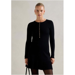 Forever New Women's Louise Button Through Knit Mini Dress in Black