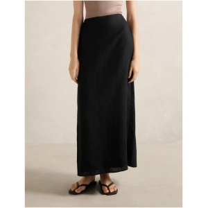 Forever New Women's Maggie Linen Column Maxi Skirt in Black