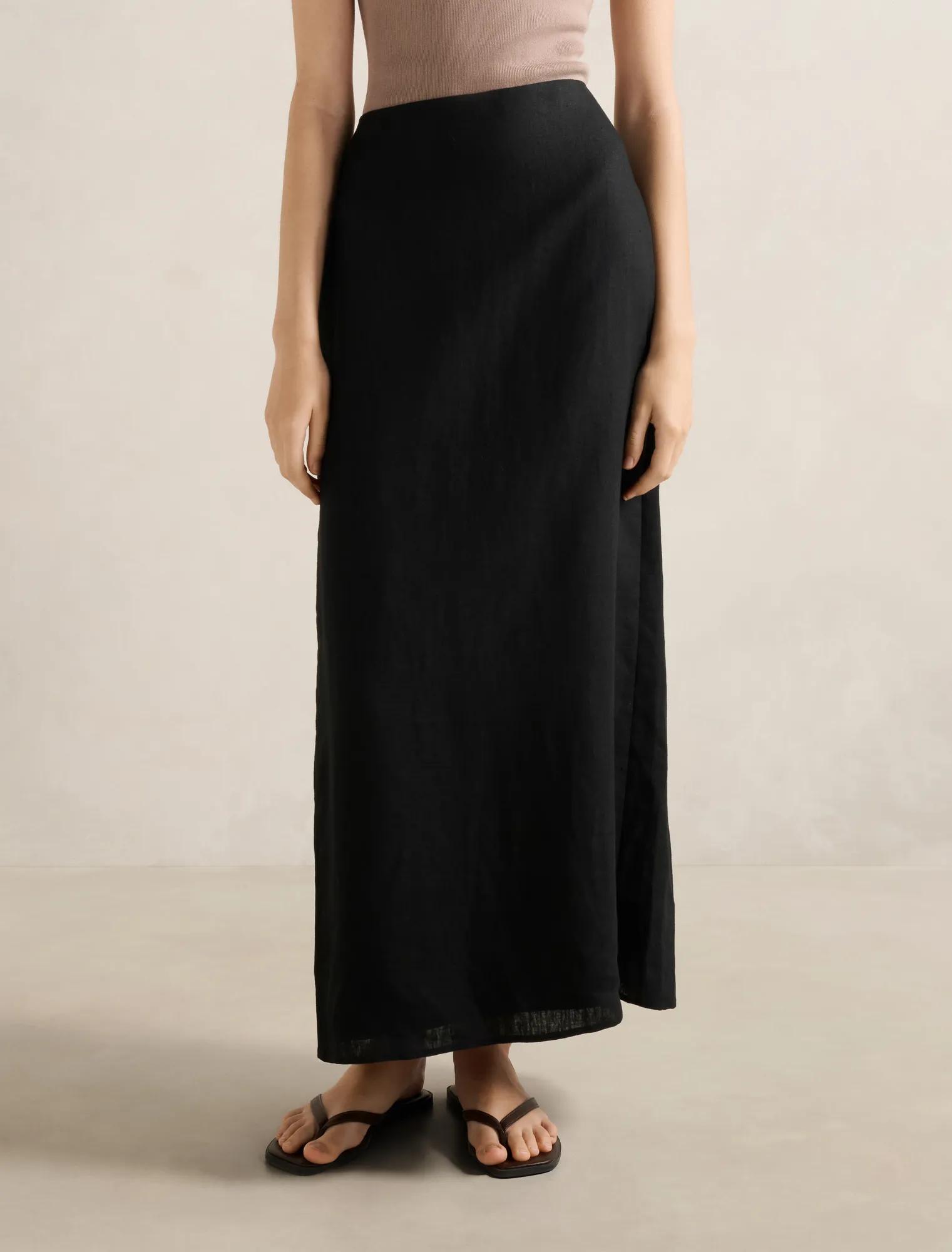 Forever New Women's Maggie Linen Column Maxi Skirt in Black