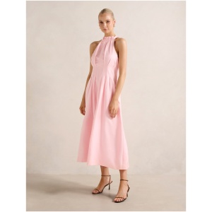 Forever New Women's Miller Pleat Halter Midi Dress in Pretty Pink