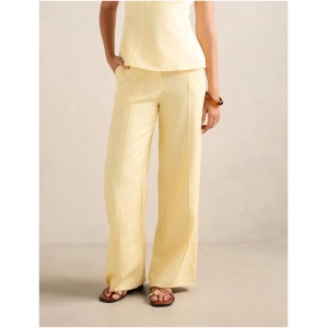 Forever New Women's Posey Linen Wide Leg Pants in Banana Set