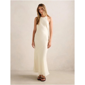 Forever New Women's Primmy Halter Neck Linen Maxi Dress in Whipped Butter