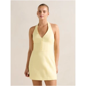 Forever New Women's Ricki Linen Halter Mini Dress in Spring Daffodil